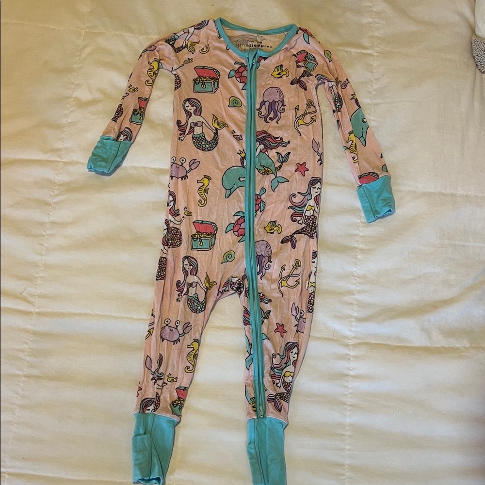 Little Sleepies Bamboo Mermaid Print Kids One Piece Pajama - Pink and Blue